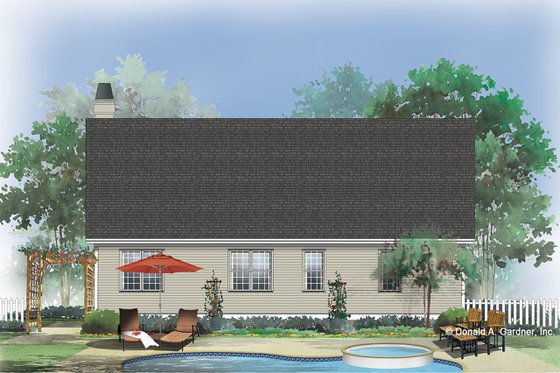 Exterior - Rear Elevation for Country House Plan #929-566 - 3 bed, 2 bath