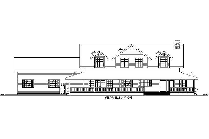 Home Plan - Exterior - Rear Elevation for Country House Plan #117-889 - 3 bed, 3 bath