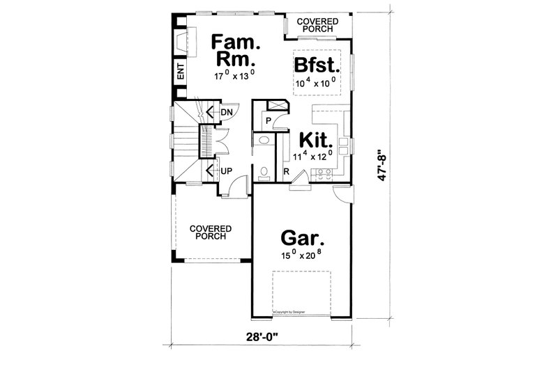 European Style House Plan - 3 Beds 3 Baths 1540 Sq/Ft Plan #20-1691 ...