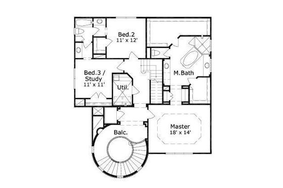 Floor Plan - Upper Floor for European House Plan #411-487 - 4 bed, 3.5 bath
