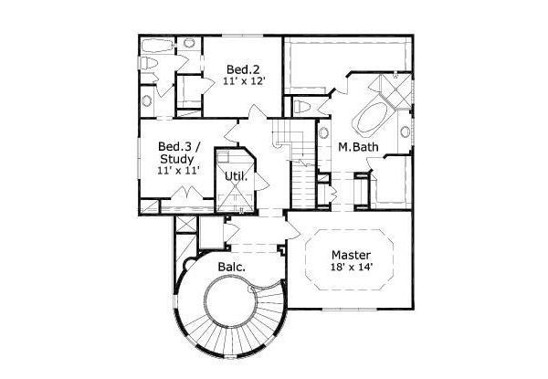 European Floor Plan - Upper Floor Plan #411-487