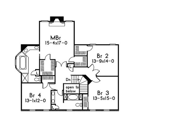 Colonial Floor Plan - Upper Floor Plan #57-705