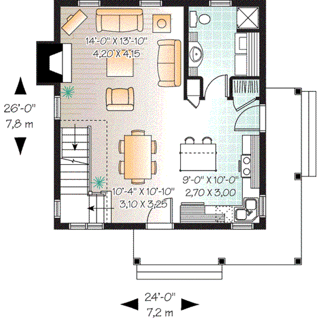 Cottage Style House  Plan  2  Beds 2  Baths  1200  Sq  Ft  Plan  