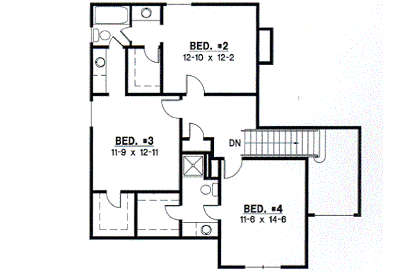 Traditional Floor Plan - Upper Floor Plan #67-415