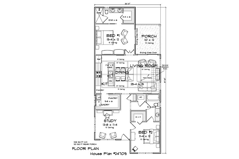Home Plan - Floor Plan - Main Floor for Modern House Plan #513-2501 - 2 bed, 2 bath