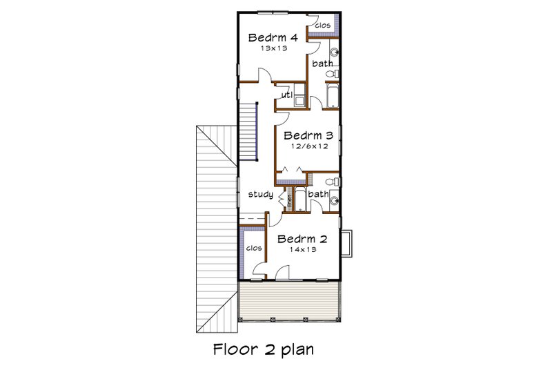 Home Plan - Floor Plan - Upper Floor for Craftsman House Plan #79-355 - 4 bed, 3.5 bath