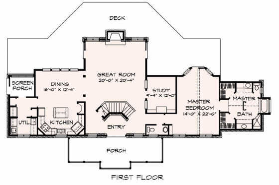 Floor Plan - Main Floor for Country House Plan #140-112 - 3 bed, 3.5 bath