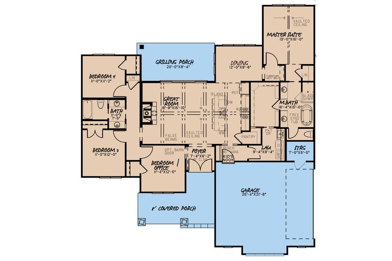Dream House Plan - Floor Plan - Main Floor for Barndominium House Plan #923-165 - 4 bed, 2 bath