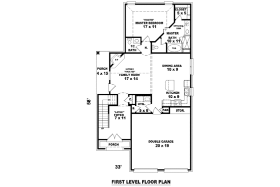 Floor Plan - Main Floor for Traditional House Plan #81-13619 - 3 bed, 2.5 bath