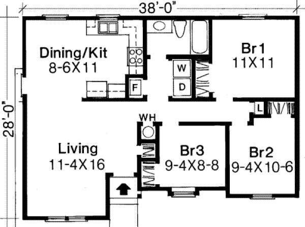 Ranch Floor Plan - Main Floor Plan #334-102