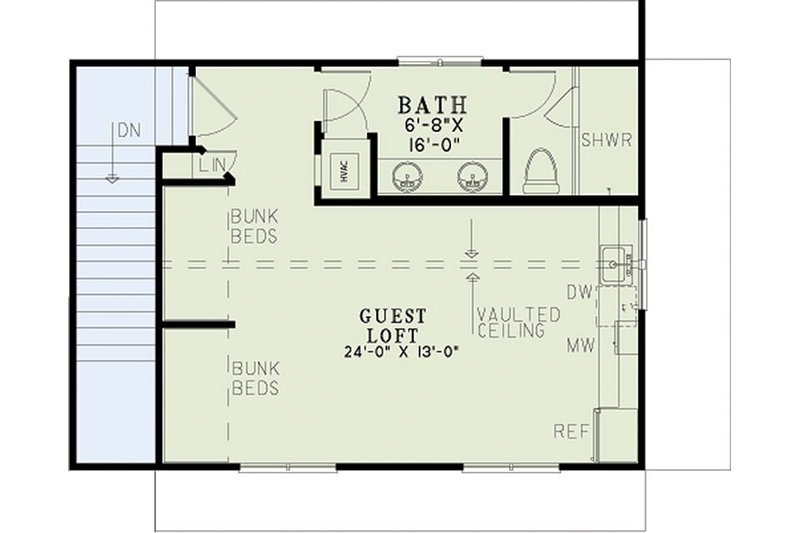 Craftsman Style House Plan - 1 Beds 1 Baths 509 Sq/Ft Plan #17-2578 ...