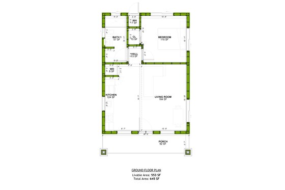 Floor Plan - Main Floor for Craftsman House Plan #1106-127 - 1 bed, 1 bath