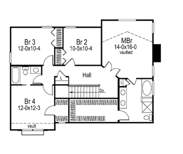 House Design - Traditional Floor Plan - Upper Floor Plan #57-343