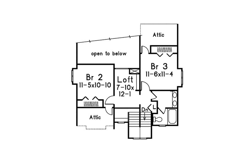 Dream House Plan - Floor Plan - Upper Floor for Modern House Plan #57-673 - 3 bed, 2 bath