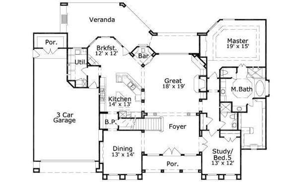 Traditional Floor Plan - Main Floor Plan #411-177
