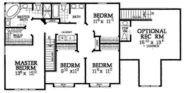 Traditional Floor Plan - Upper Floor Plan #72-479