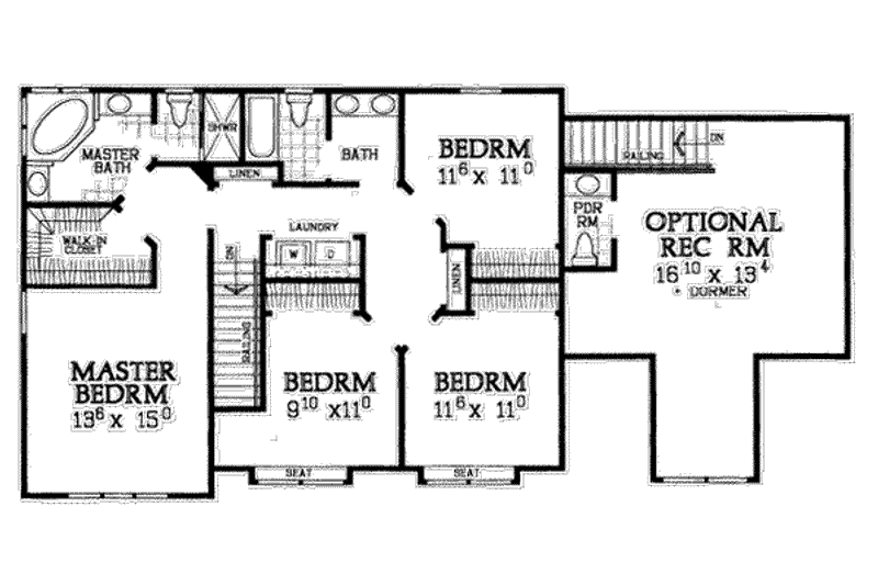 Dream House Plan - Floor Plan - Upper Floor for Traditional House Plan #72-479 - 4 bed, 2.5 bath