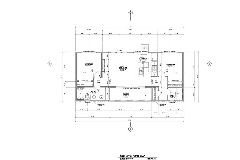 Dream House Plan - Floor Plan - Main Floor for Contemporary House Plan #53-782 - 2 bed, 1 bath