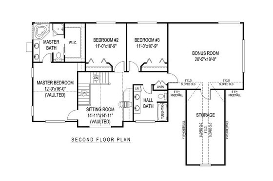 Floor Plan - Upper Floor for Country House Plan #11-220 - 4 bed, 2.5 bath