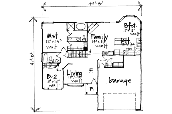 Floor Plan - Main Floor for Traditional House Plan #308-196 - 4 bed, 3 bath