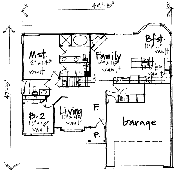Traditional Floor Plan - Main Floor Plan #308-196