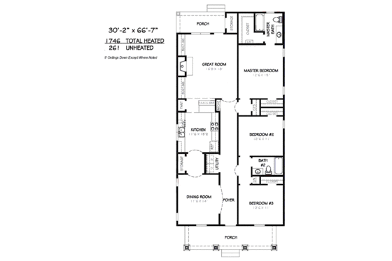 Floor Plan - Main Floor for Traditional House Plan #424-200 - 3 bed, 2 bath