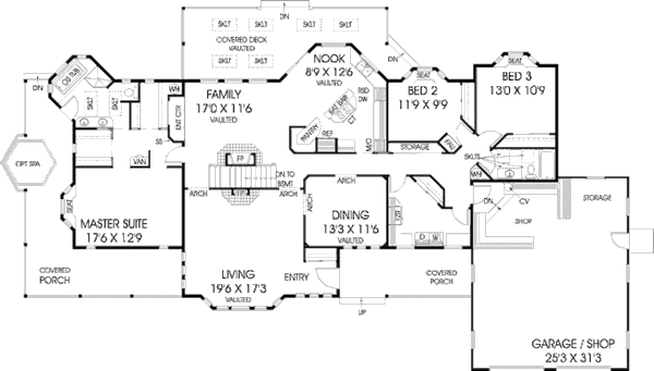 House Design - Ranch Floor Plan - Main Floor Plan #60-221