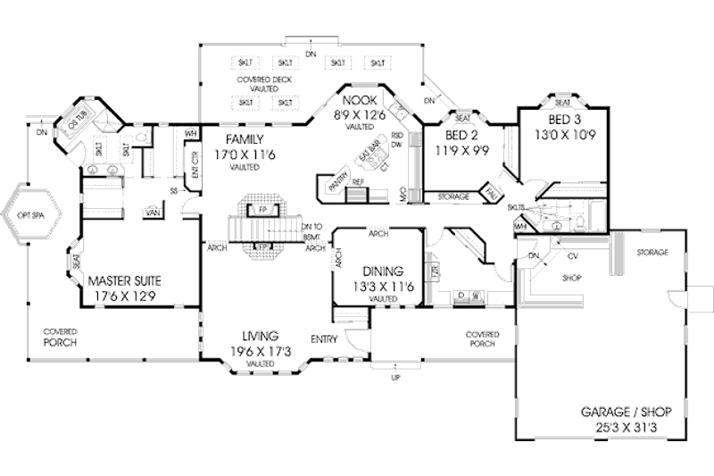 Home Plan - Floor Plan - Main Floor for Ranch House Plan #60-221 - 3 bed, 2 bath