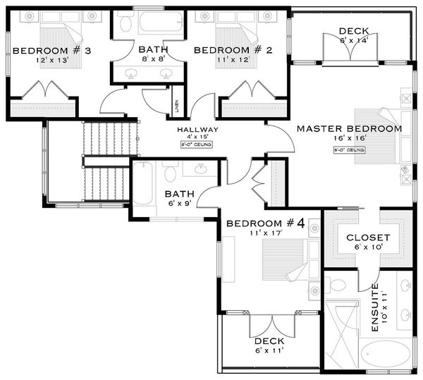 Country Floor Plan - Upper Floor Plan #1101-35