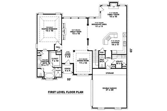 Floor Plan - Main Floor for European House Plan #81-1535 - 3 bed, 2.5 bath