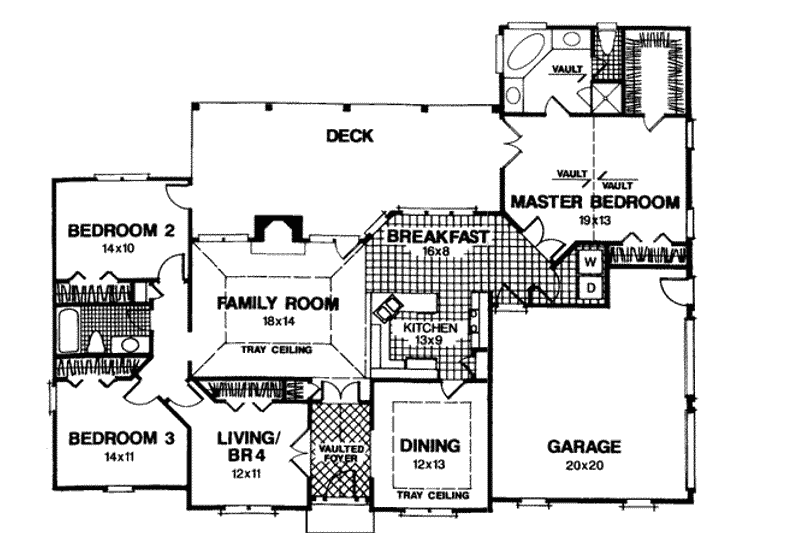 Home Plan - Floor Plan - Main Floor for European House Plan #56-142 - 4 bed, 2 bath