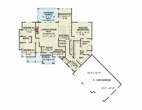 Craftsman Floor Plan - Main Floor Plan #54-435