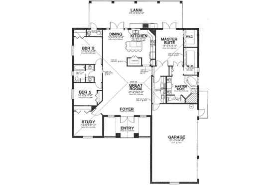 Floor Plan - Main Floor for Southern House Plan #115-186 - 4 bed, 3 bath