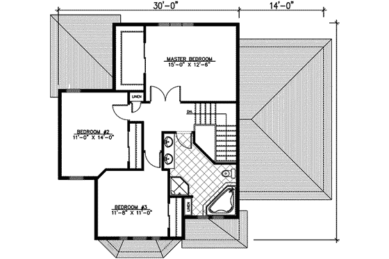 Floor Plan - Upper Floor for Cottage House Plan #138-129 - 3 bed, 1.5 bath