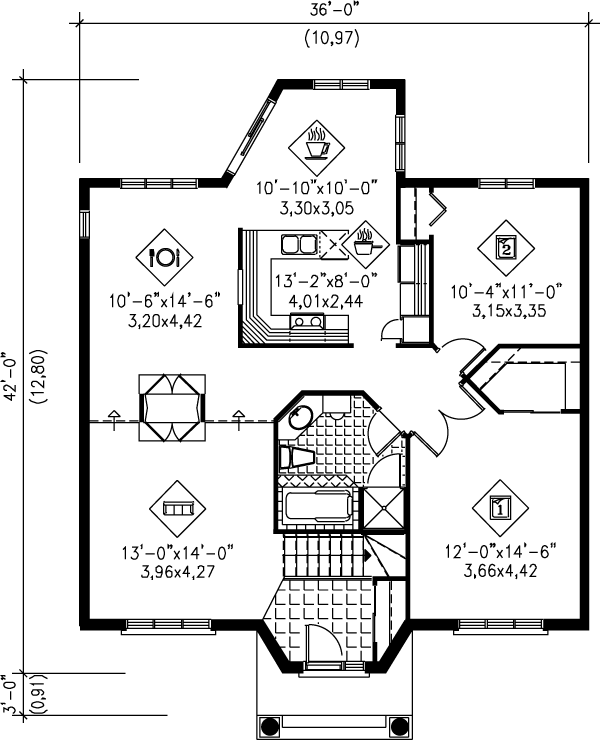 European Floor Plan - Main Floor Plan #25-120