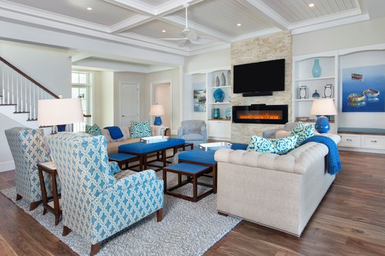 Interior - Family Room 1 for Beach House Plan #548-49 - 4 bed, 6.5 bath