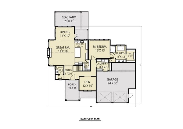 Craftsman Floor Plan - Main Floor Plan #1070-148