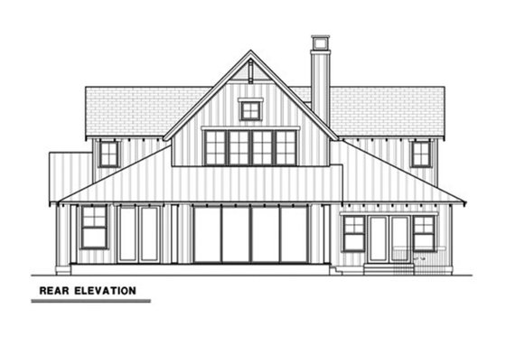 Exterior - Rear Elevation 1 for Farmhouse House Plan #1070-3 - 4 bed, 3 bath