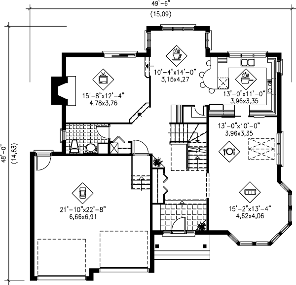 Architectural House Design - Traditional Floor Plan - Main Floor Plan #25-2058