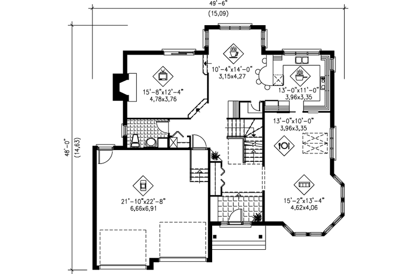 Dream House Plan - Floor Plan - Main Floor for Traditional House Plan #25-2058 - 3 bed, 1.5 bath