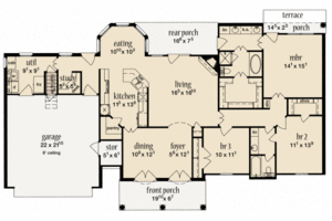 Ranch Style House Plan - 3 Beds 2 Baths 1862 Sq/Ft Plan #36-502 ...