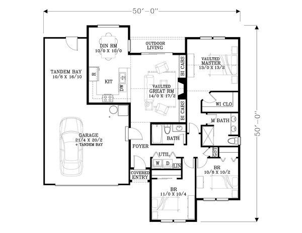 Craftsman Floor Plan - Main Floor Plan #53-612