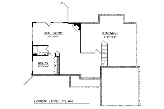 Floor Plan - Lower Floor for Ranch House Plan #70-790 - 5 bed, 3.5 bath