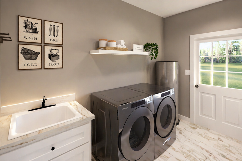 House Blueprint - Interior - Laundry for Traditional House Plan #44-245 - 2 bed, 2 bath