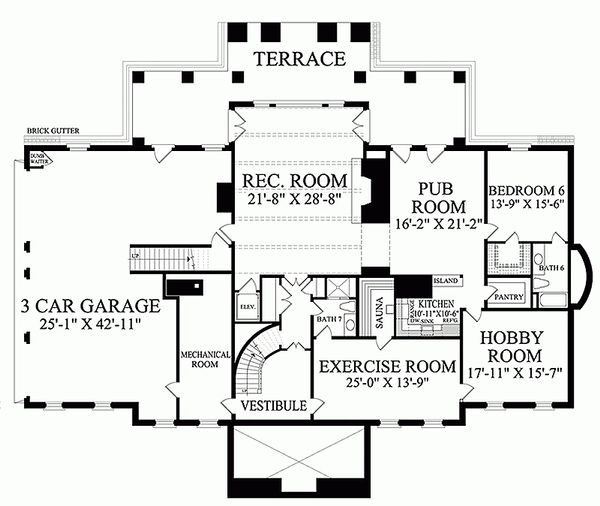 Home Plan - Classical Floor Plan - Lower Floor Plan #137-211