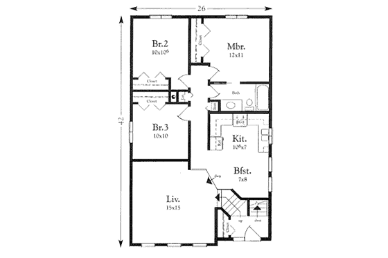 Floor Plan - Main Floor for Modern House Plan #409-115 - 3 bed, 1 bath