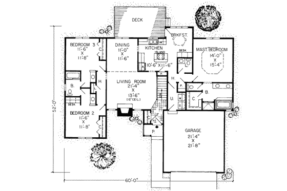 Floor Plan - Main Floor for European House Plan #312-257 - 3 bed, 2.5 bath