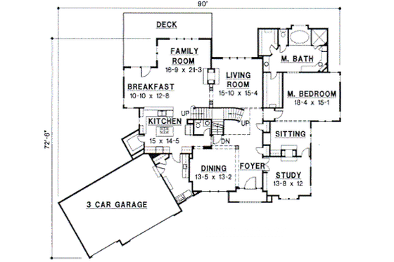 Floor Plan - Main Floor for European House Plan #67-297 - 4 bed, 3 bath
