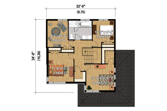 Floor Plan - Upper Floor 1 for Contemporary House Plan #25-4574 - 4 bed, 1 bath