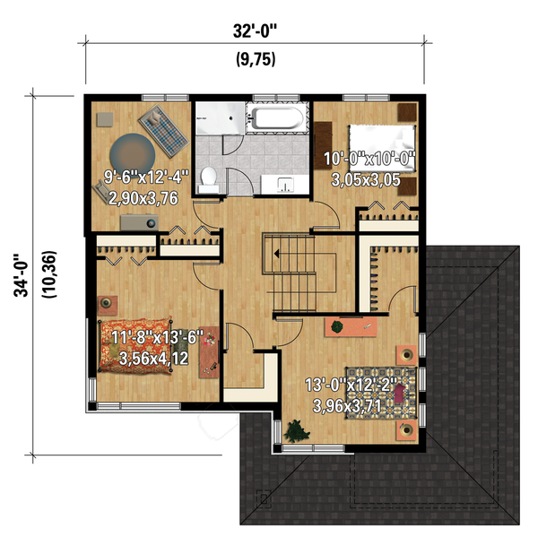 Contemporary Floor Plan - Upper Floor Plan #25-4574